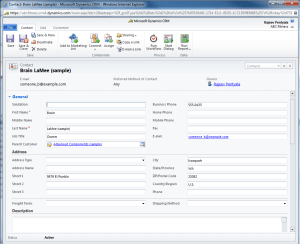 CRM form with no Navigation section