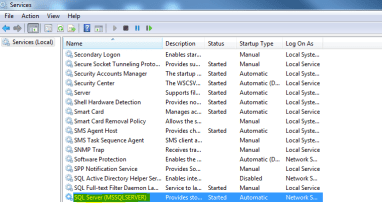 Restart "MSSQLSERVER" service Restart "MSSQLSERVER" service