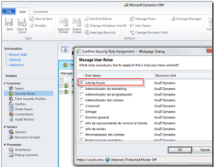 Activity Feeds Security Role