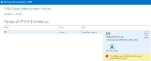 CRM Instance is inactive