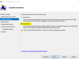 Hyper V - Generation options