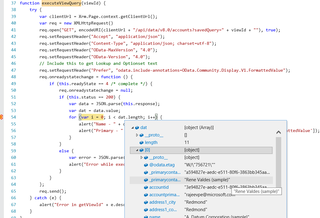 Execute Query Using WebAPI