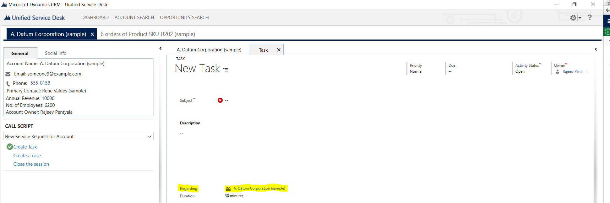 Set Regarding Lookup and open a new Task form – USD – Rajeev Pentyala ...