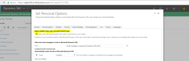 Personal Options - Other users can send email