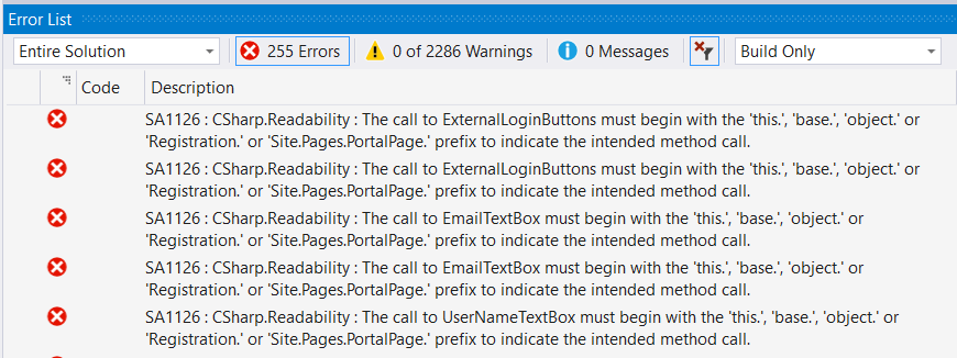 StyleCop violations as Build Errors