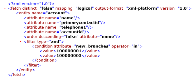D365 - Multiple Optionset - Adv Find Fectchxml