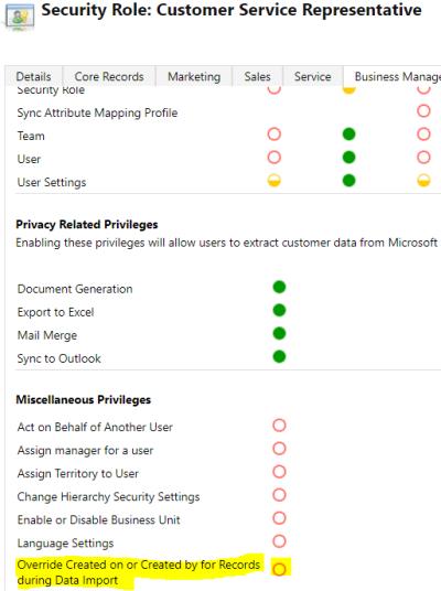 Override Created On - Privilege