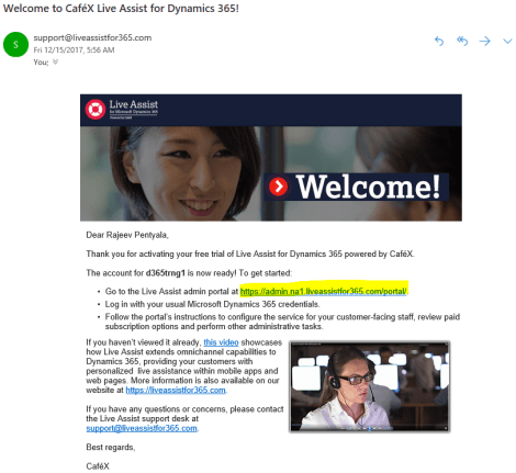 Live Assist - Set up email