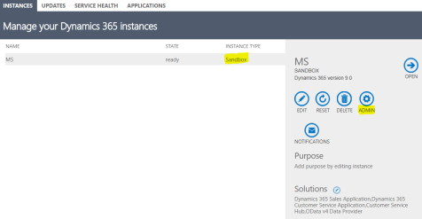 D 365 - Sandbox Instance