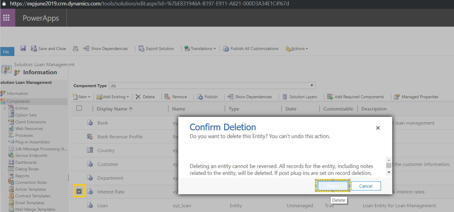 D 365 Managed Solutions – Delete Components from target instance using ...