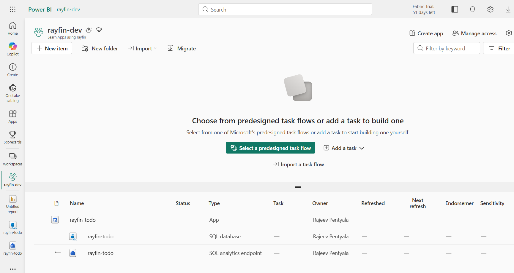 Fabric App | Rayfin CLI | Create a Power BI Report
