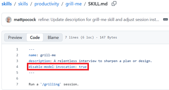 disable-model-invocation | Control when your coding agent auto-invokes a skill