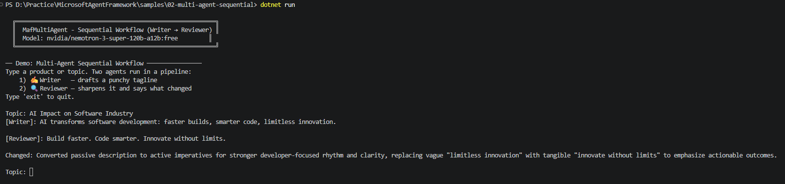 Microsoft Agent Framework (C#) | Multi-Agent Orchestration