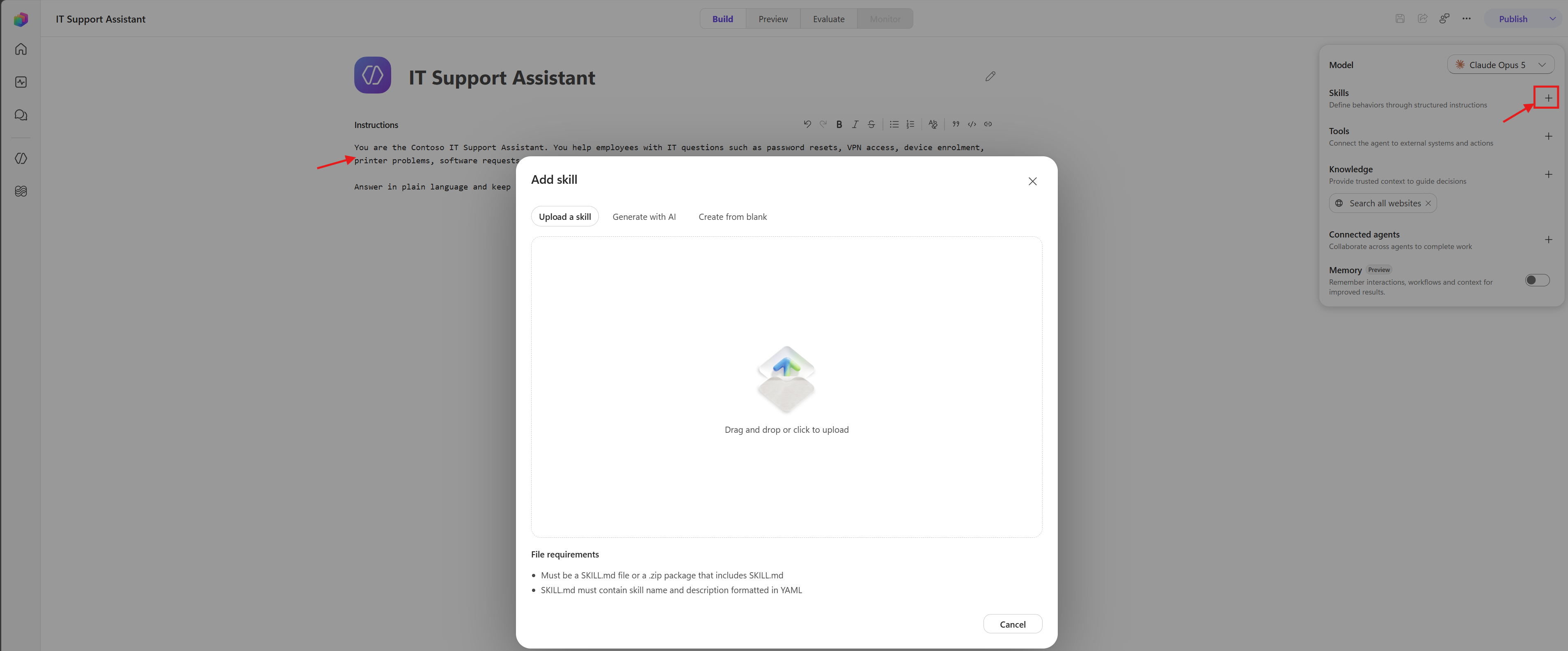 Copilot Studio | Build an Agent using Skills